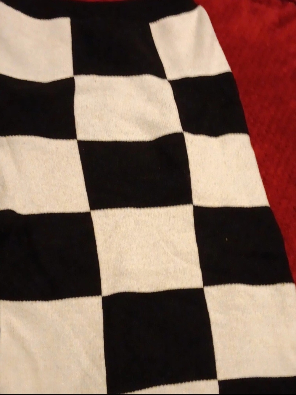 Black and White Checkerboard Knit Skirt